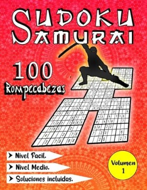 Sudoku Samurai Nivel Fácil / Nivel Medio / 100 Rompecabezas / Soluciones Incluidas / Volumen 1